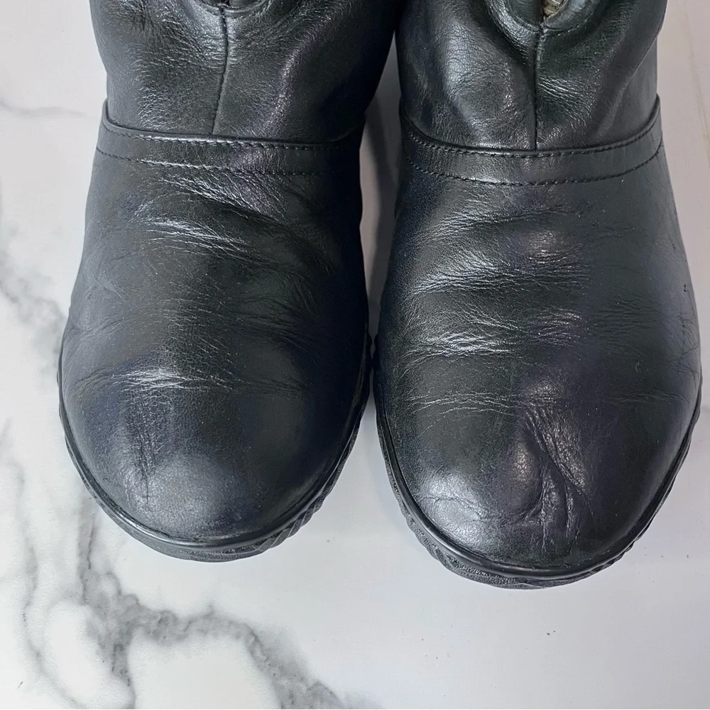 SOREL Firenzie Black Leather Ankle Boots Women’s Size 7.5 Winter Zip Waterproof